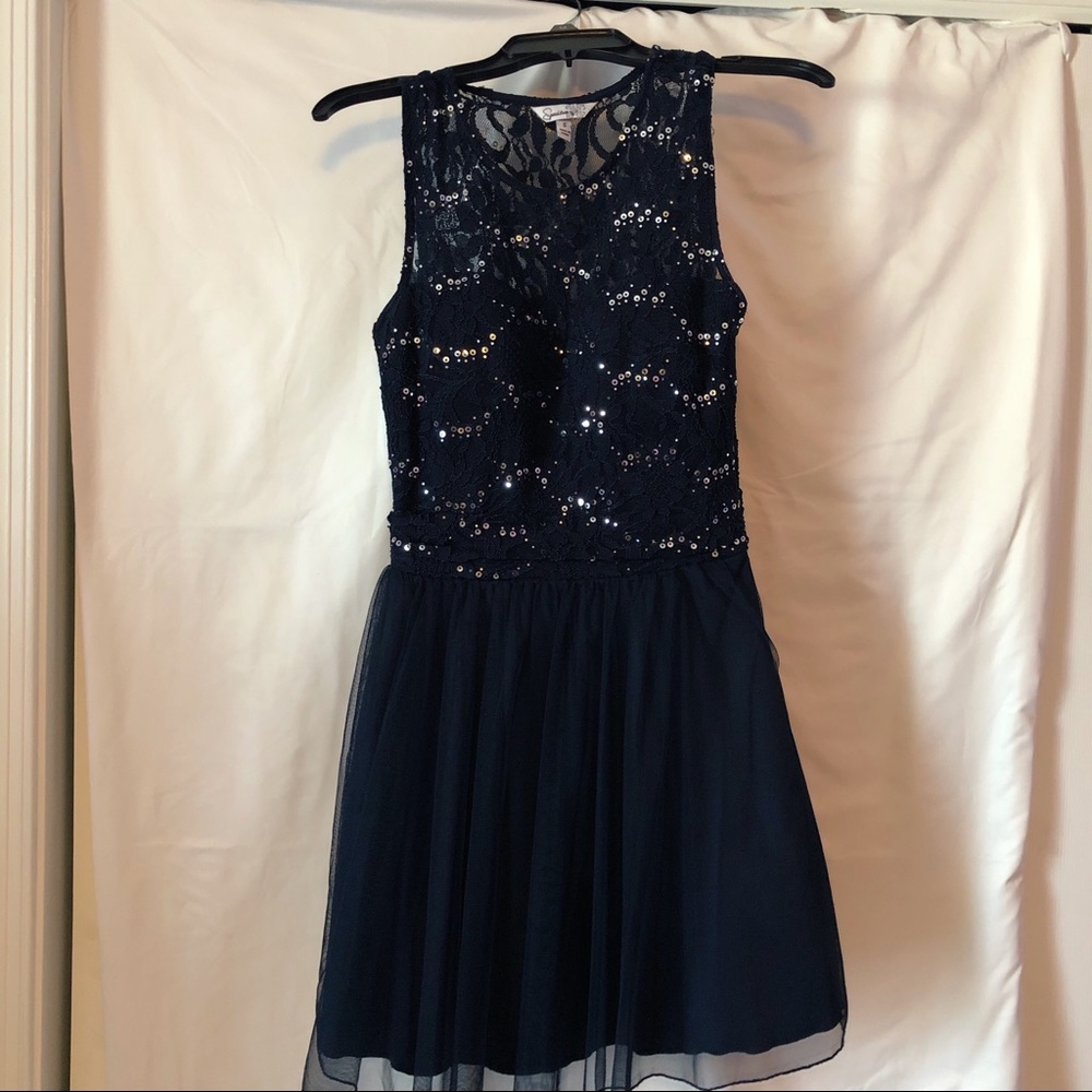 Navy Sequined Homecoming/Party Dress